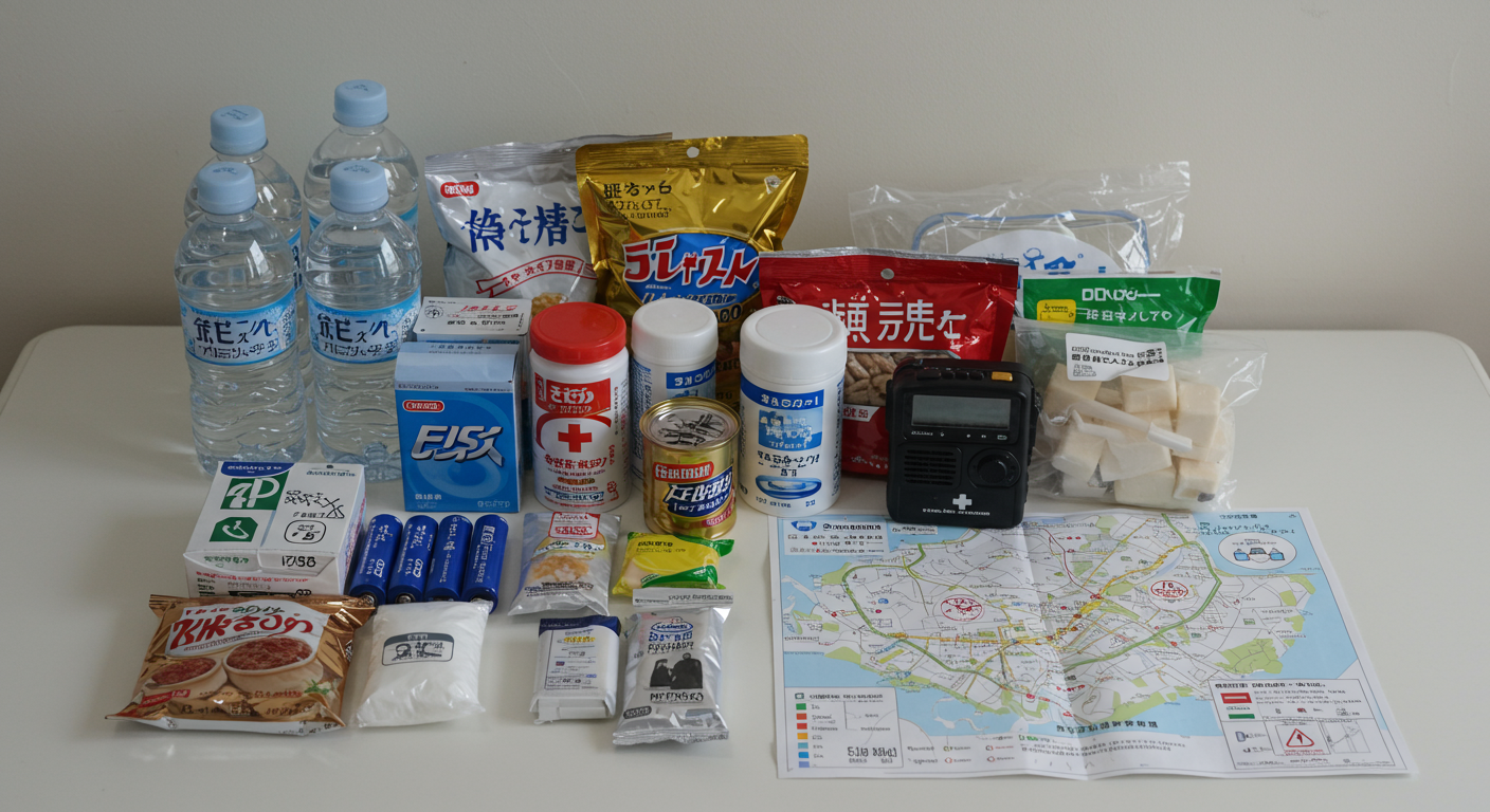 防災グッズと避難マップ