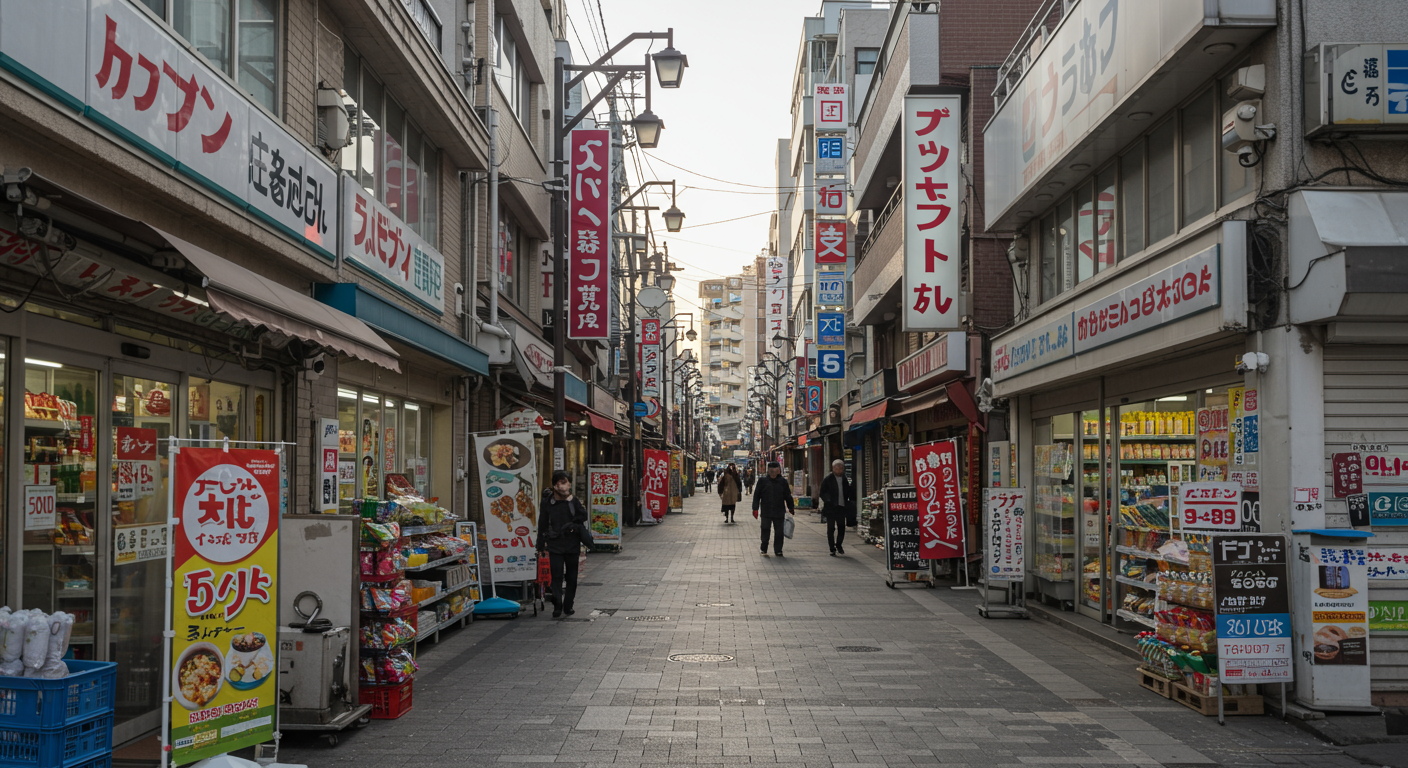 芝エリアの商店街の様子