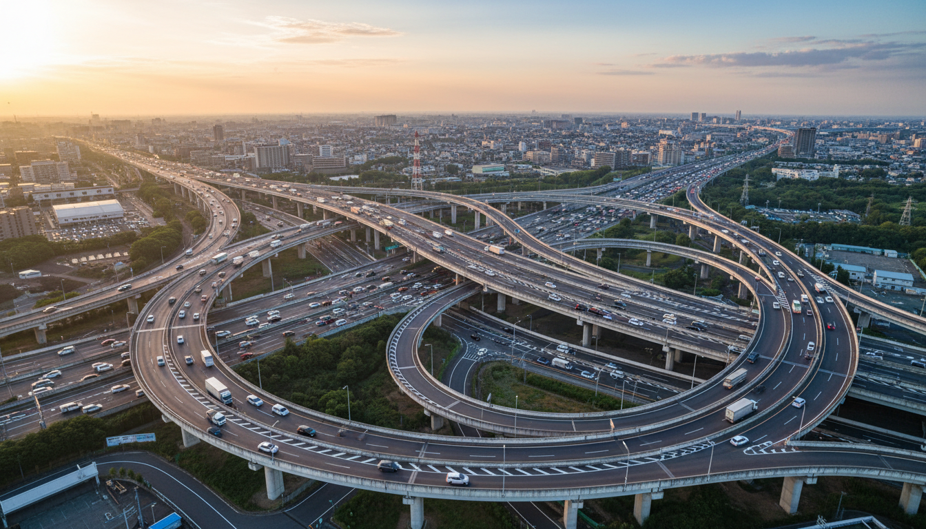 特殊車両通行許可申請の審査期間と経路選択のイメージ図