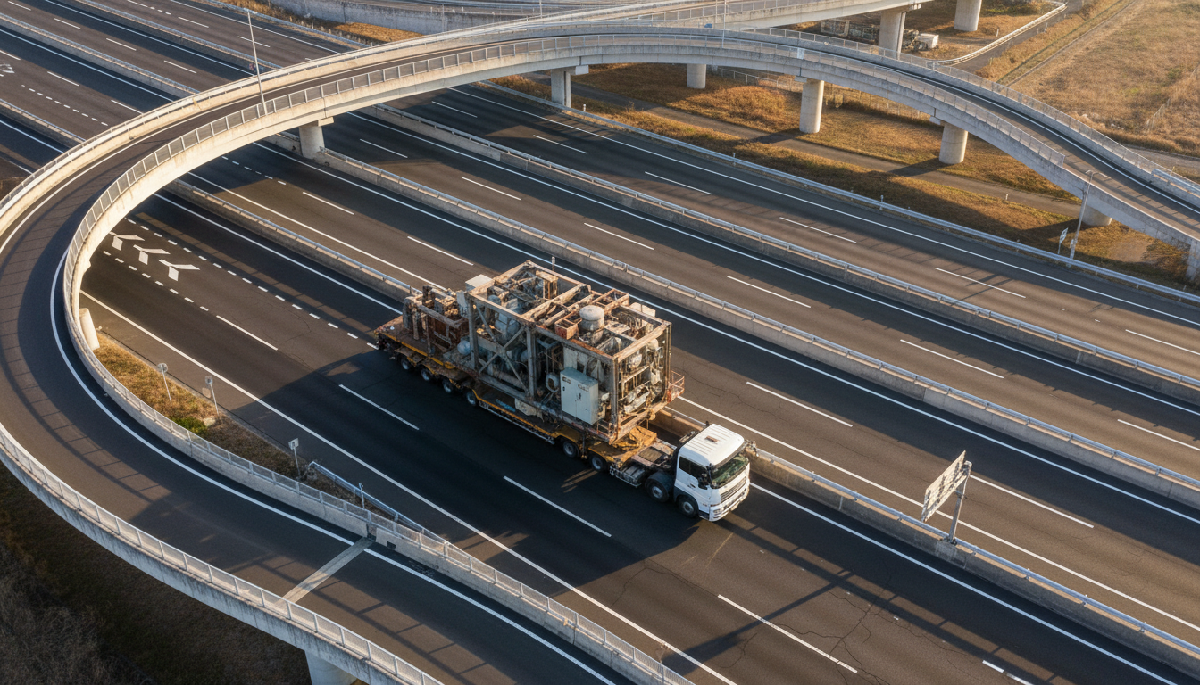 特殊車両通行許可制度の概要と一般的制限値の説明図