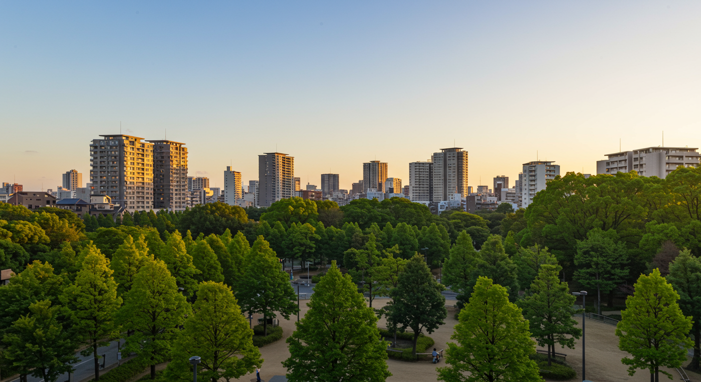 愛宕エリアの街並みと緑豊かな環境