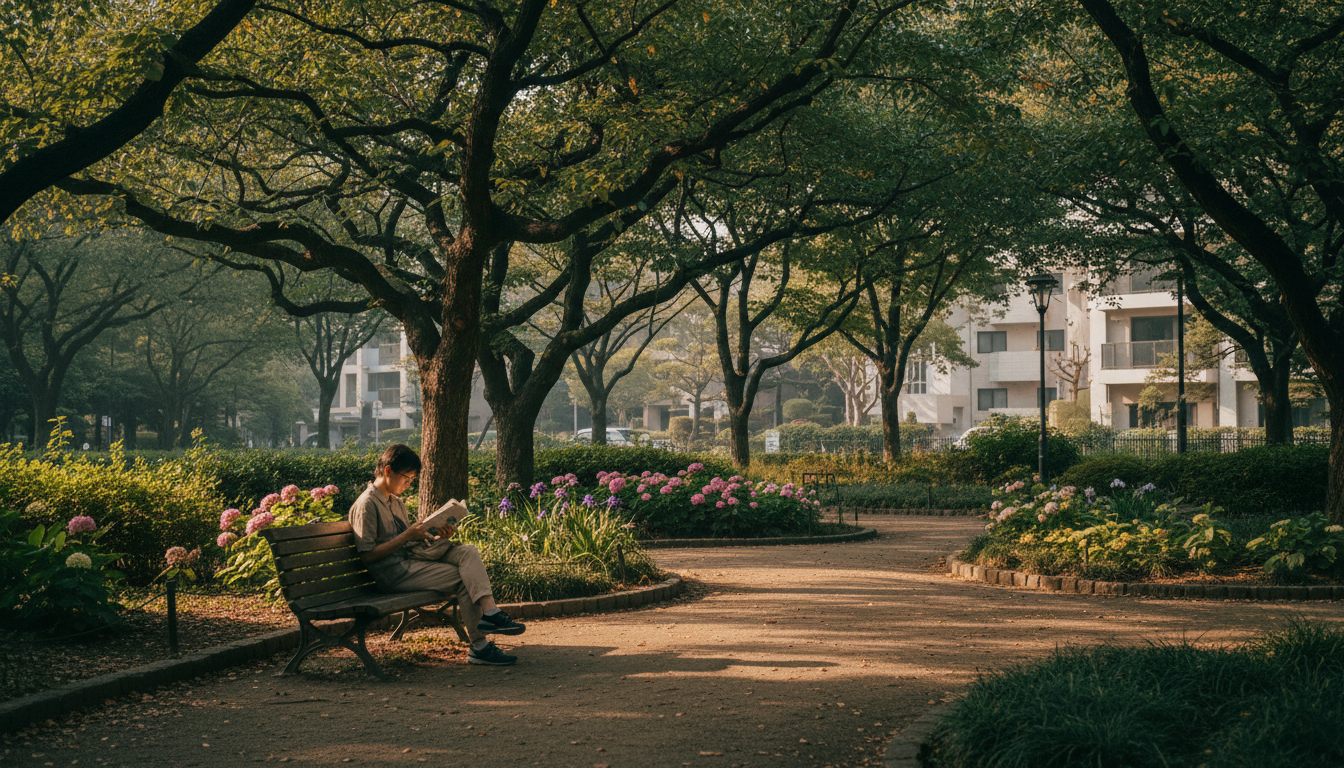 南麻布の公園と緑地の風景