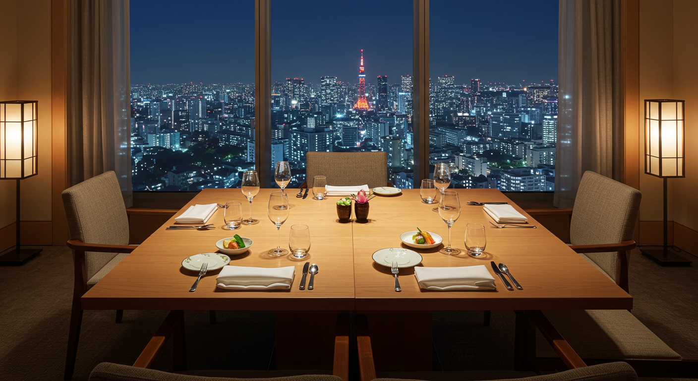 六本木の高級レストランでの宴会風景