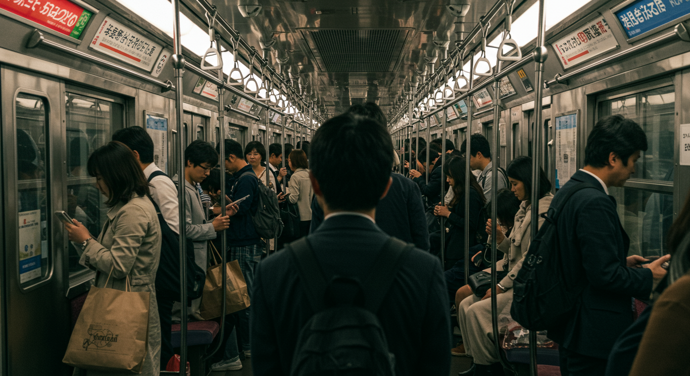 混雑する東京の通勤電車