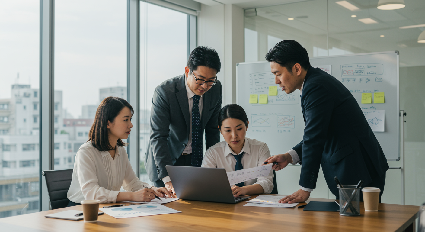 資料を分析する営業チームのイメージ