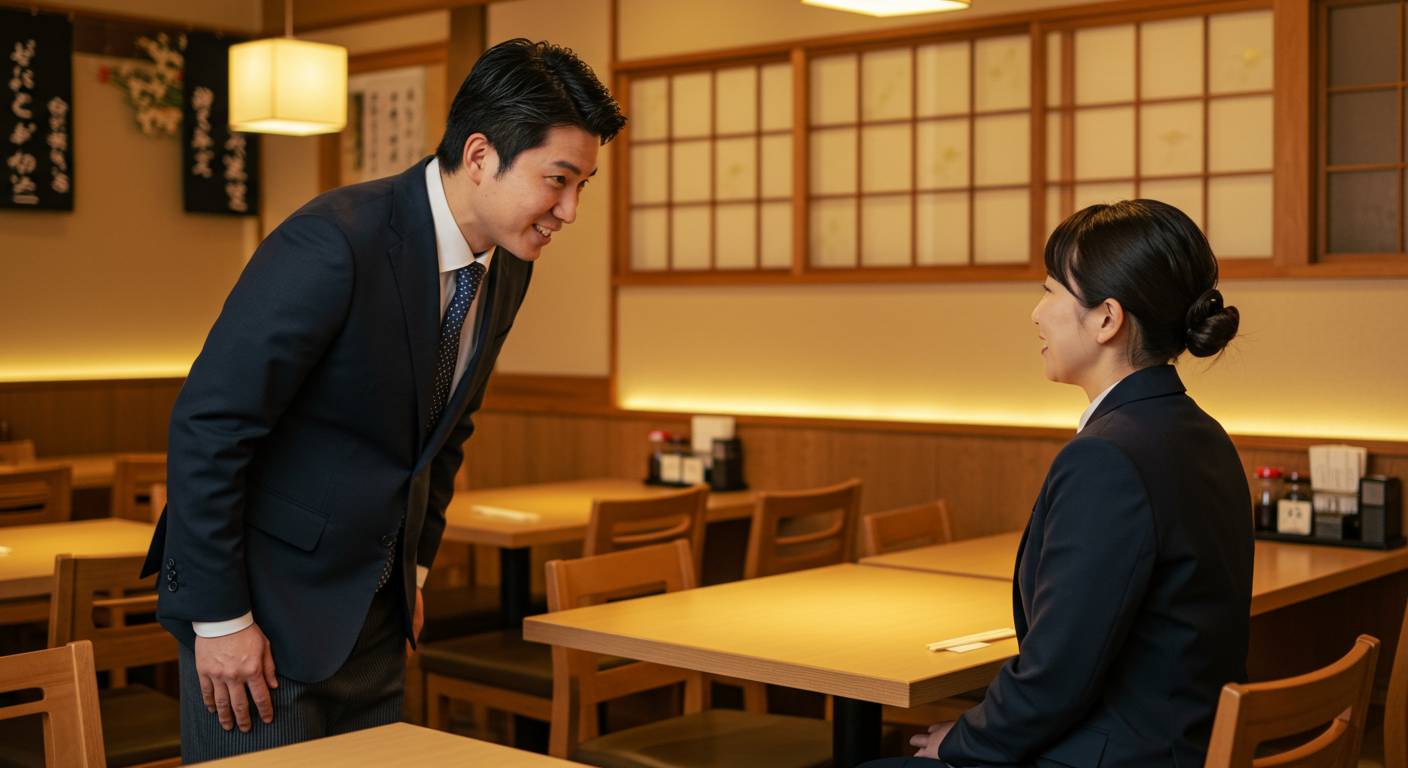 お客様に真摯に対応する飲食店スタッフ