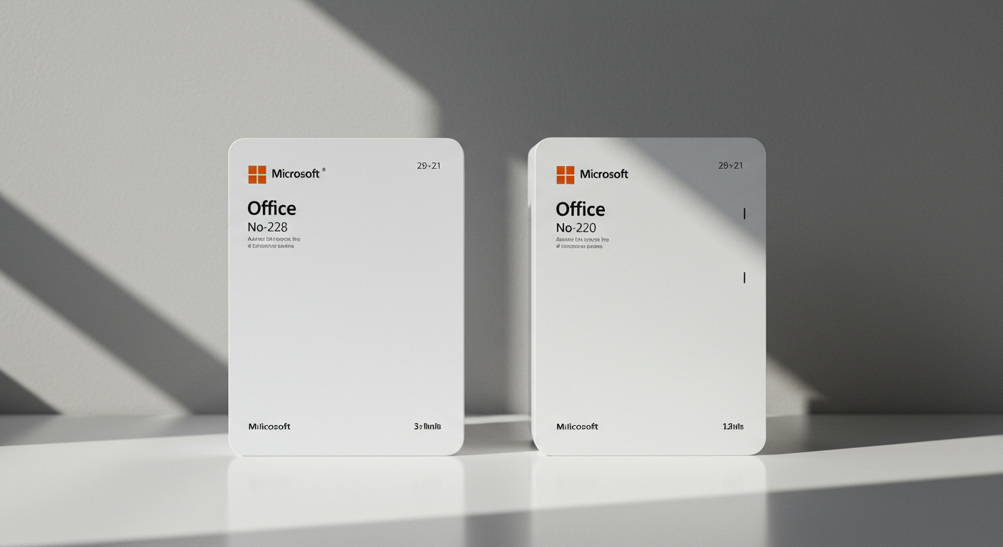 Office 2024とOffice 2021のパッケージが並んでいる様子