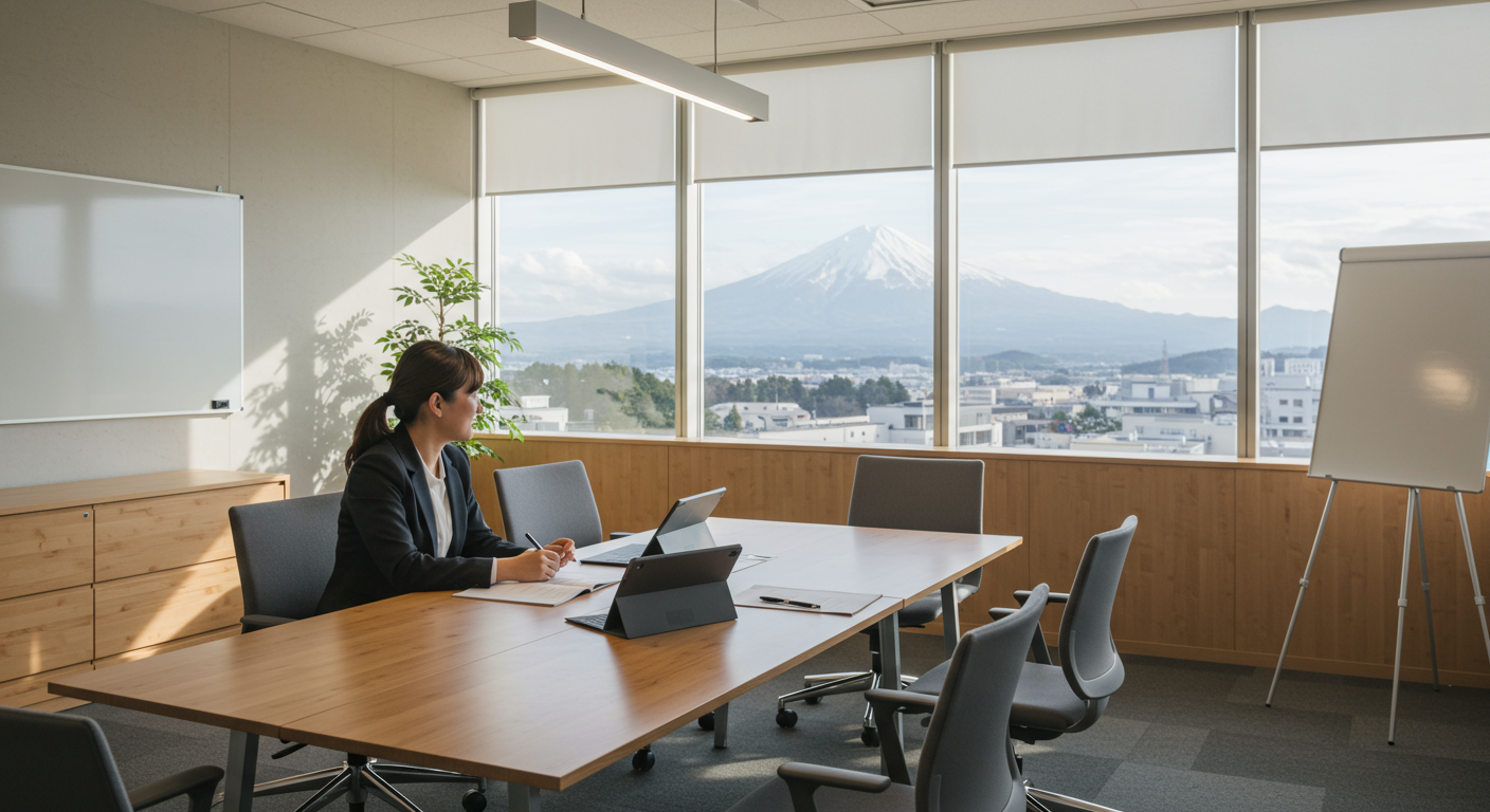 富山県の企業オフィスでの採用ミーティング風景