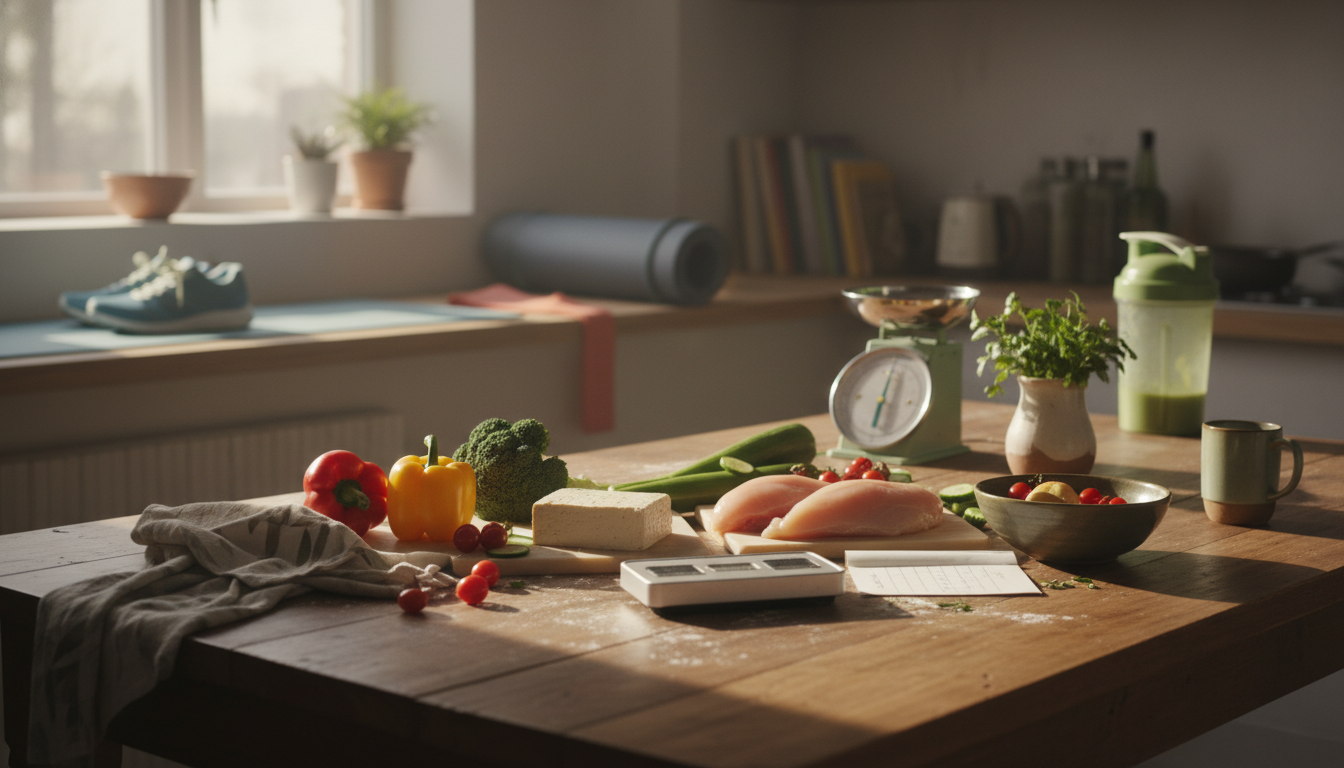 健康的な食事とトレーニングのイメージ