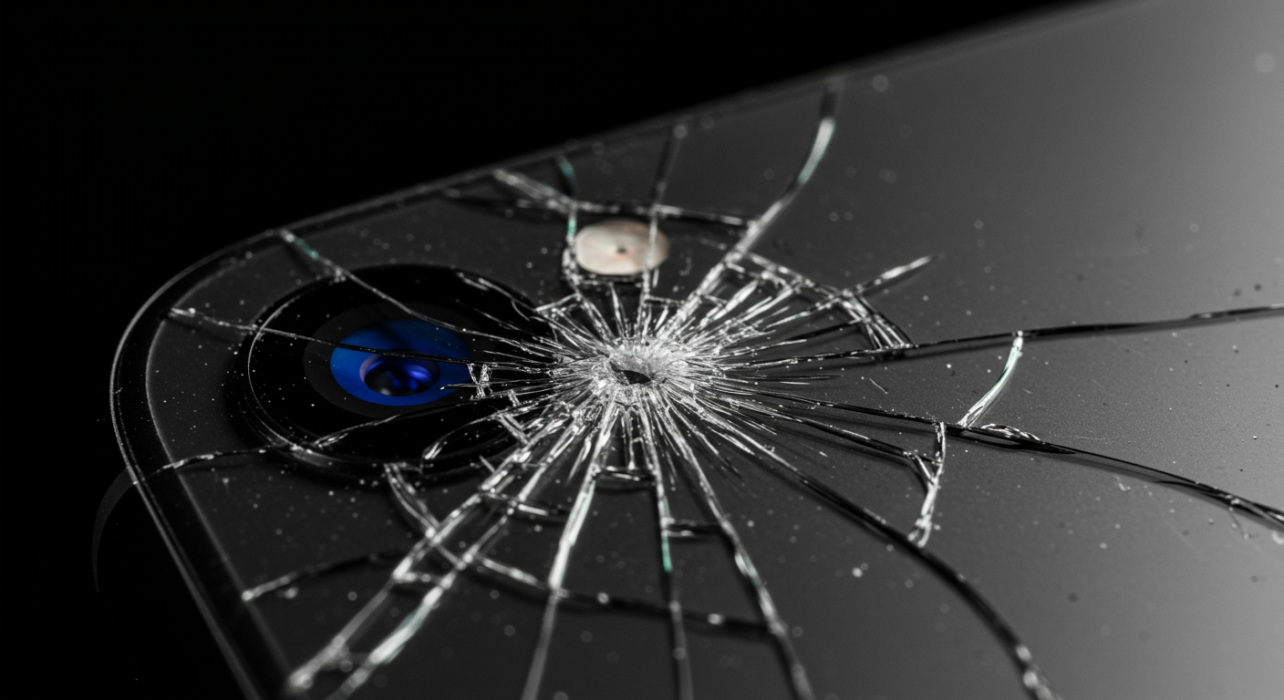 iPhoneのカメラレンズ割れの様子