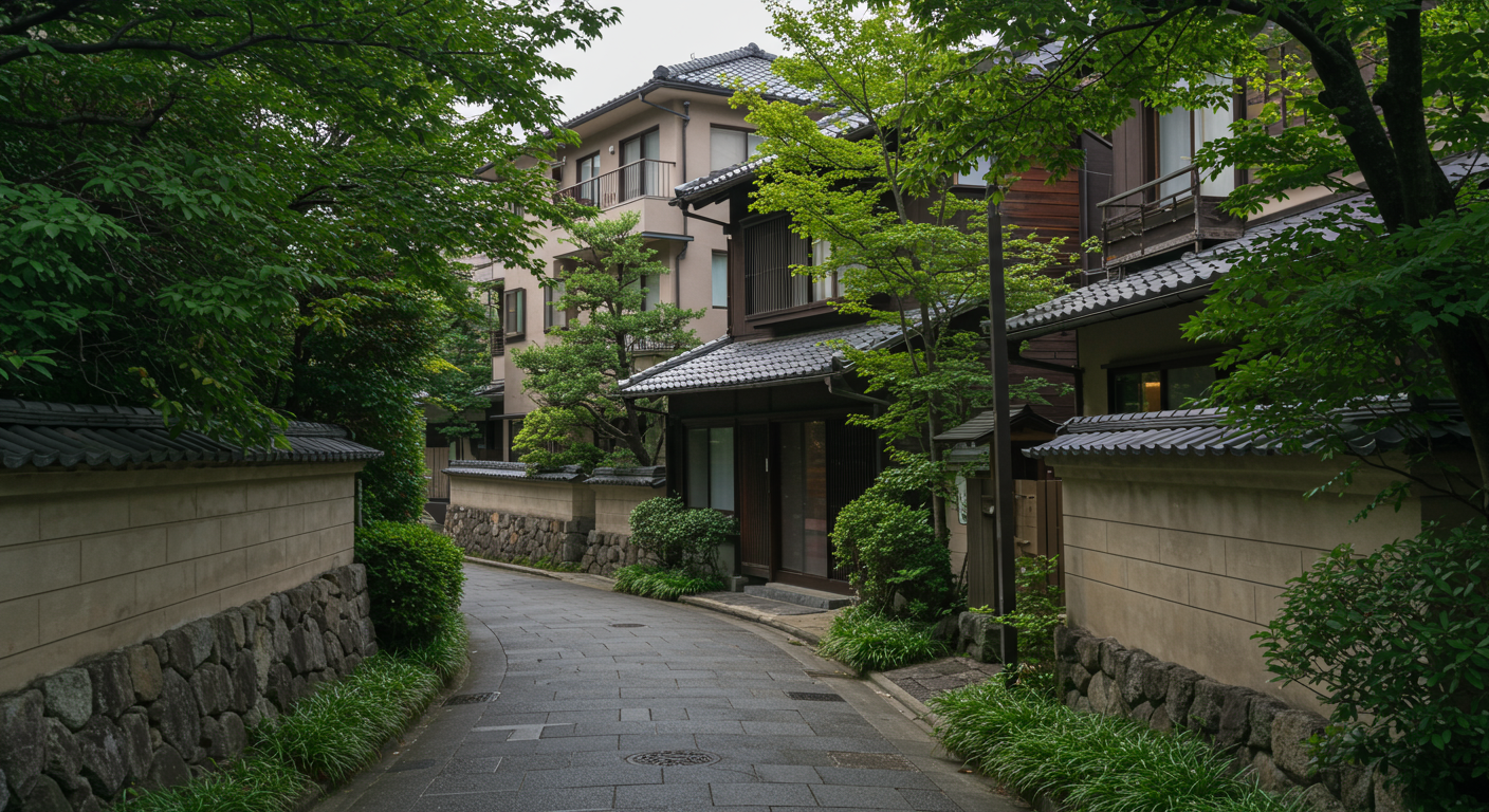麻布狸穴町の静かな住宅街の風景