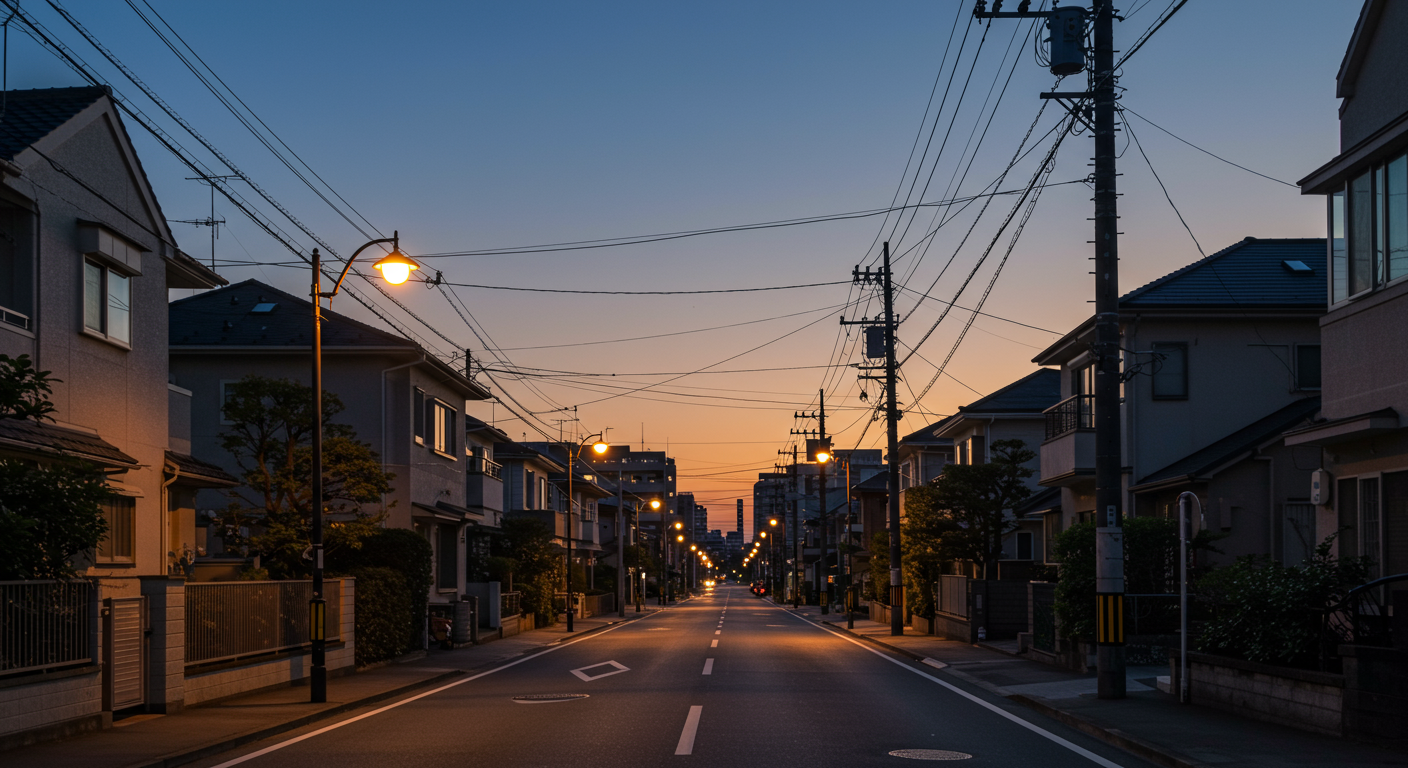 麻布狸穴町の夕暮れ時の静かな通り