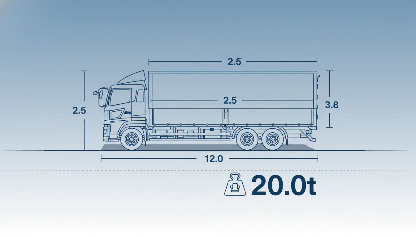 特殊車両の一般的制限値を示す図解イメージ
