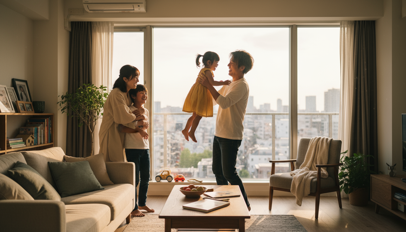 西新橋で幸せに暮らす家族のイメージ