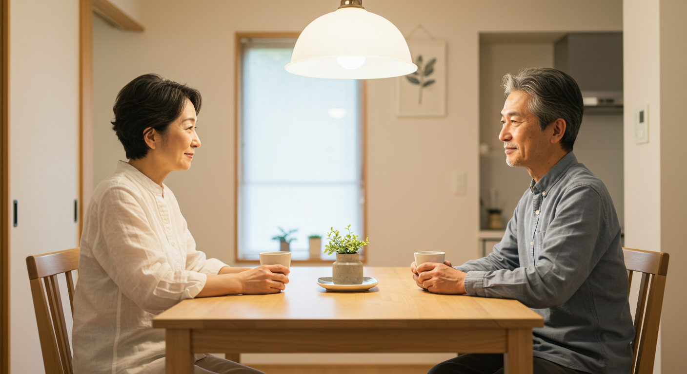 50代夫婦が会話している様子