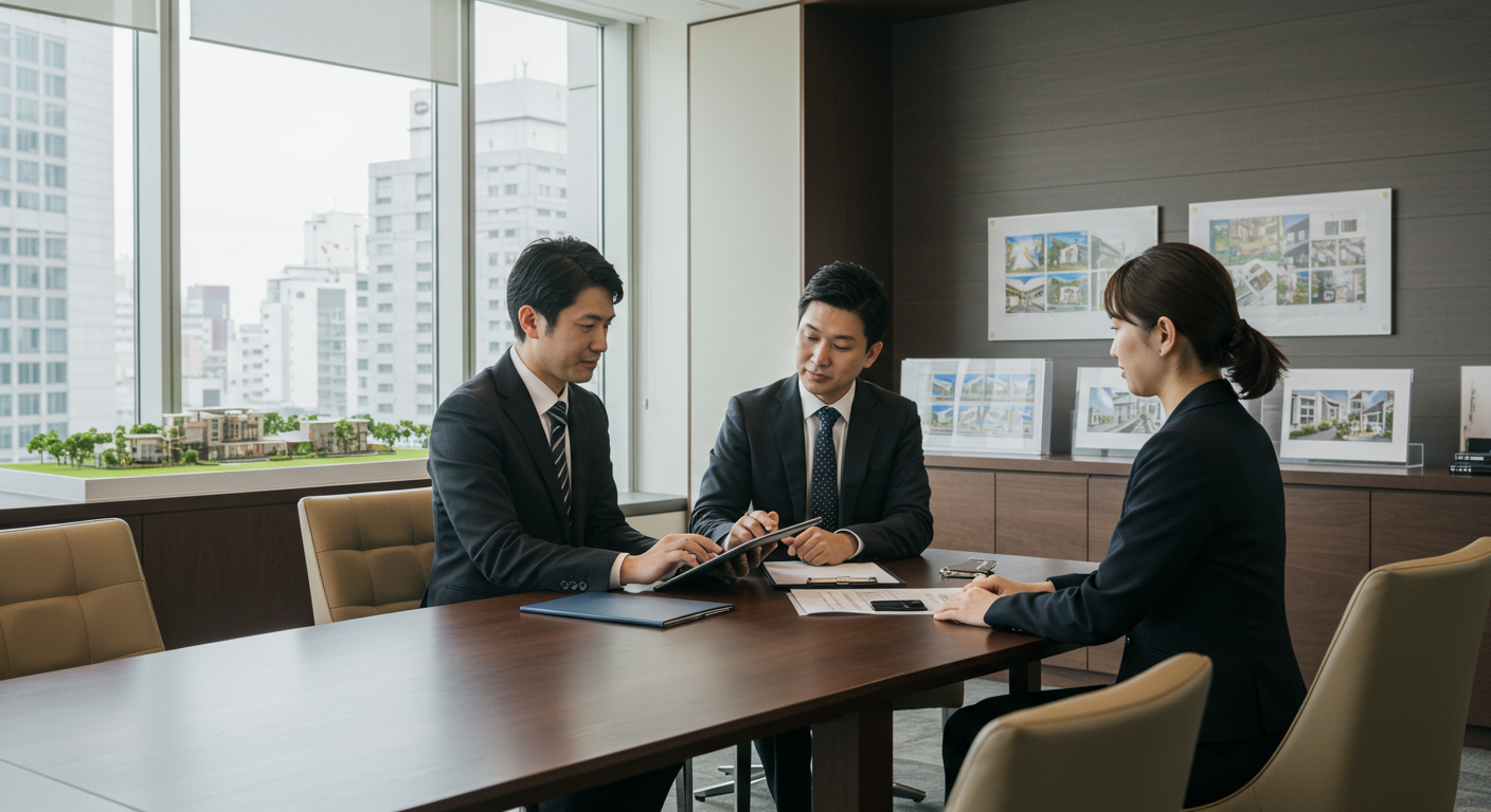 不動産エージェントとの相談風景