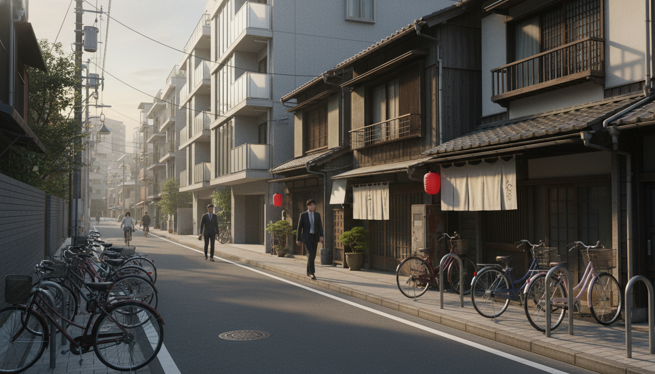八丁堀エリアの住宅街と駅周辺の様子