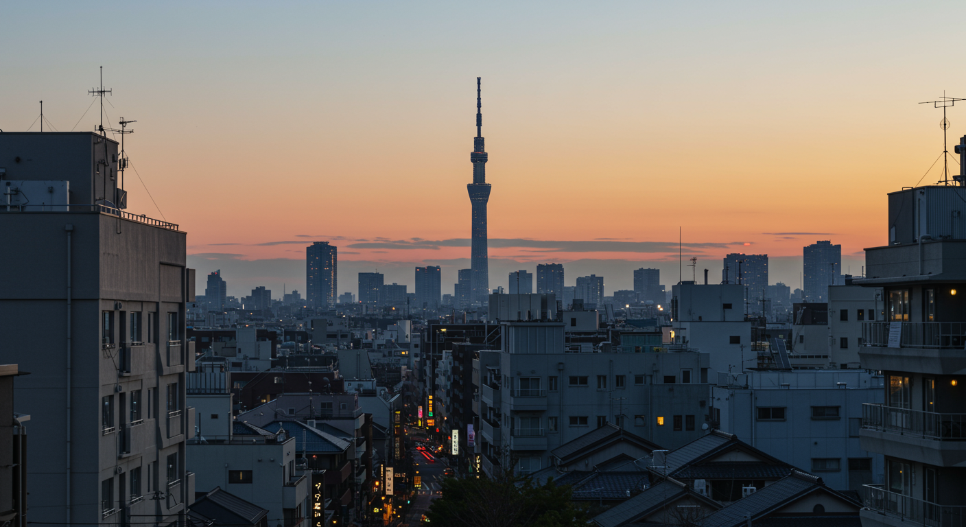 麻布十番から見える六本木ヒルズの風景