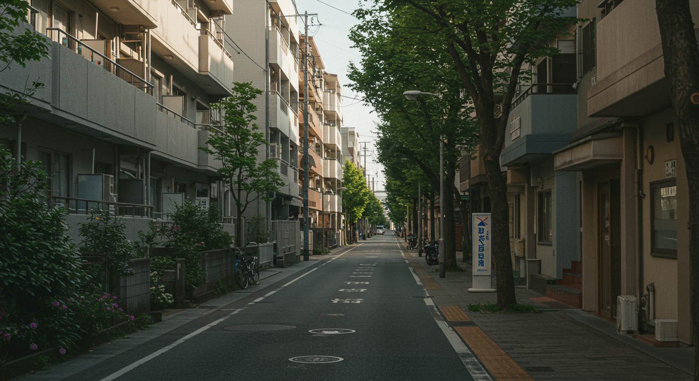 芝公園駅周辺の住宅街と歩道