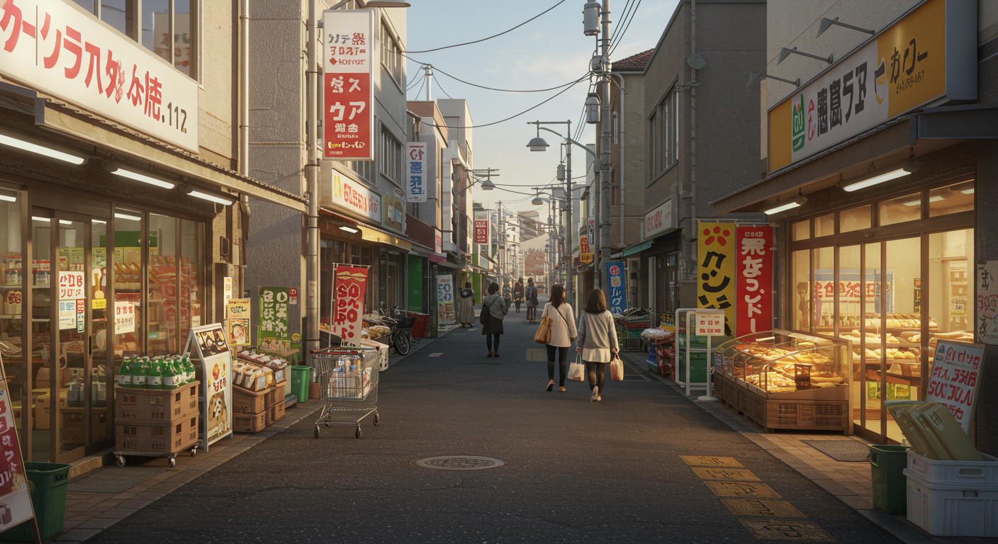 芝公園駅周辺の商店街とスーパーマーケット