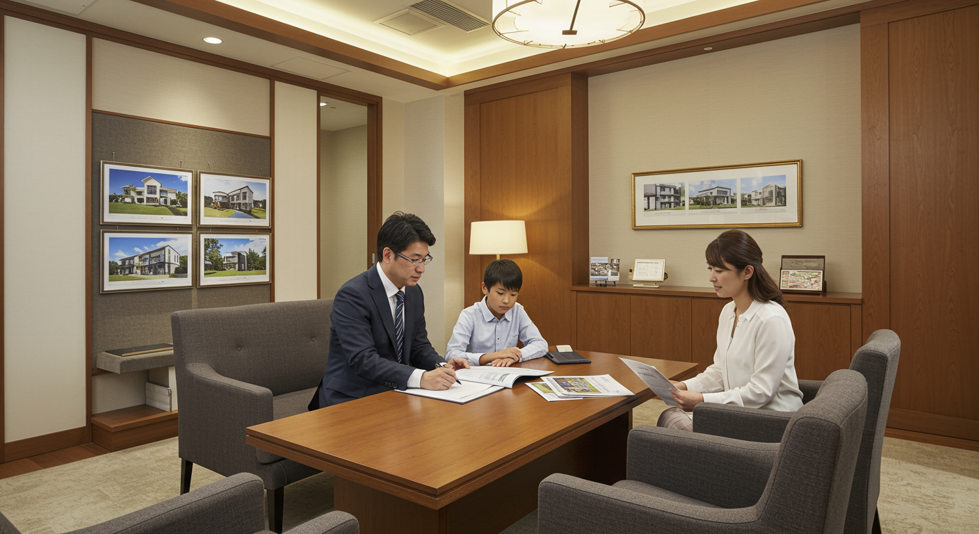 契約書と不動産相談の様子