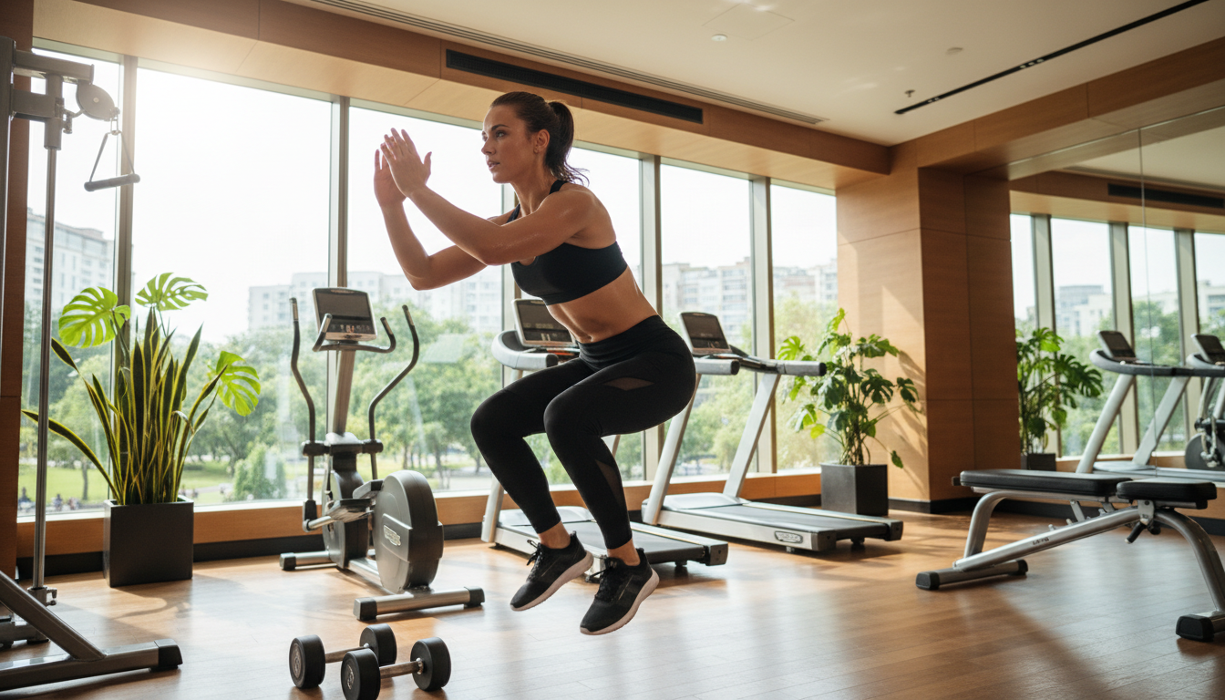 パーソナルトレーニングで体を動かす女性