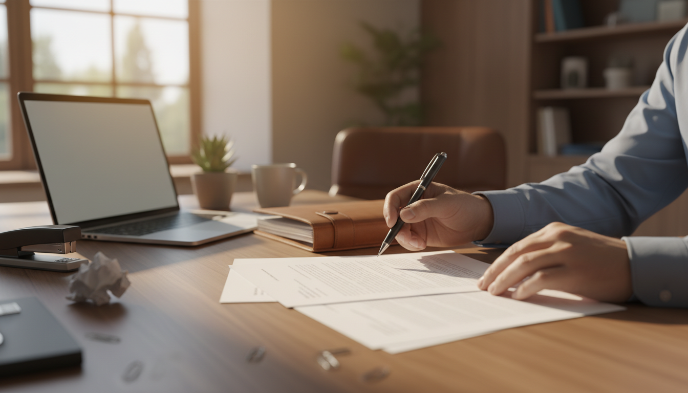 申請書類を作成する様子