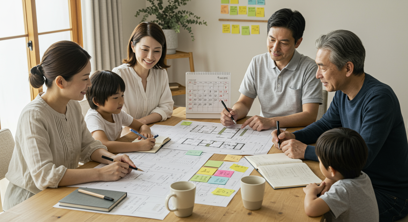 家族の将来計画を考える様子