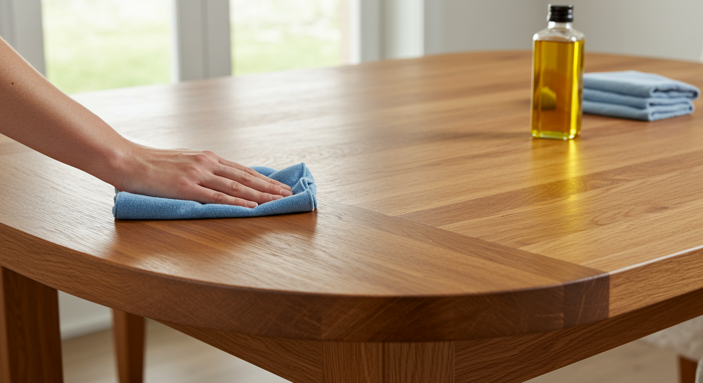 【後悔しない】無垢材ダイニングテーブルの選び方 | 新作の一枚板も紹介 https://mokuharu.jp/app/wp-content/uploads/2025/01/MG_3154.jpg 無垢材テーブルのオイルメンテナンス作業