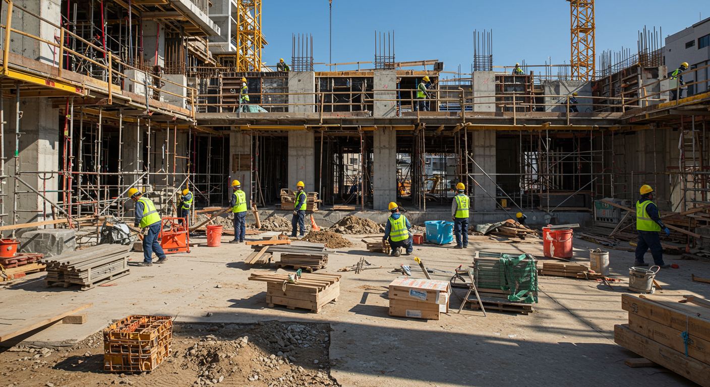 建設現場で働く作業員たち