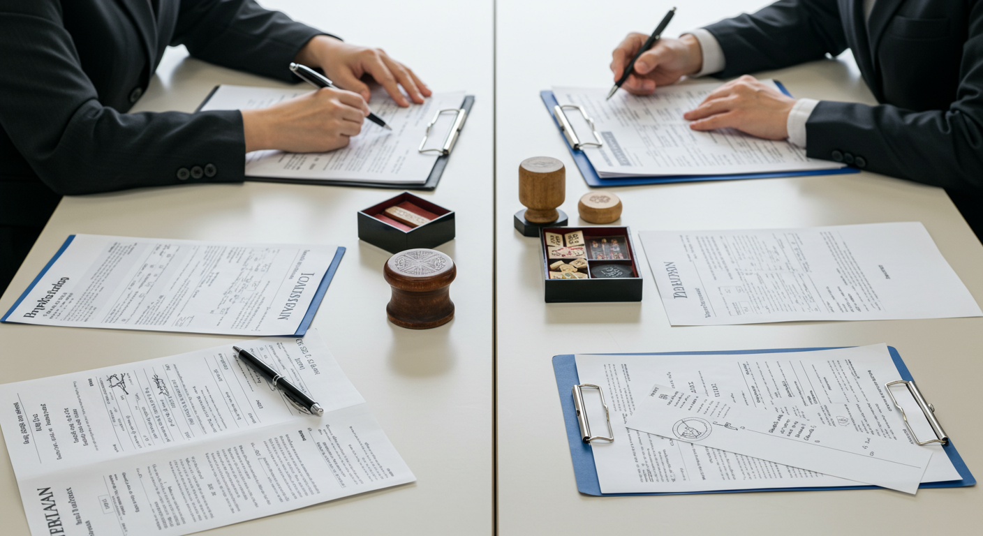 行政書士と司法書士が連携して行う会社設立手続きの様子