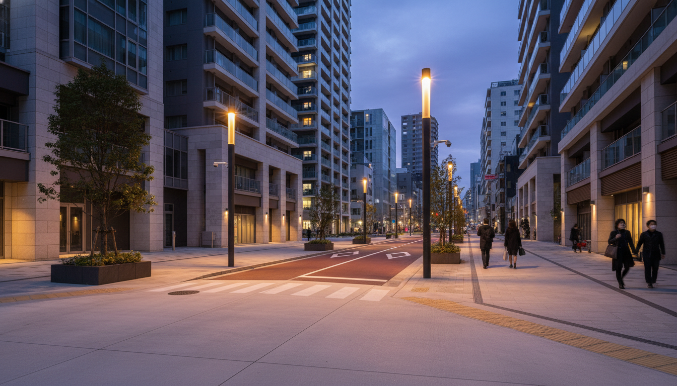 勝どきエリアの夜間照明と安全な街並み
