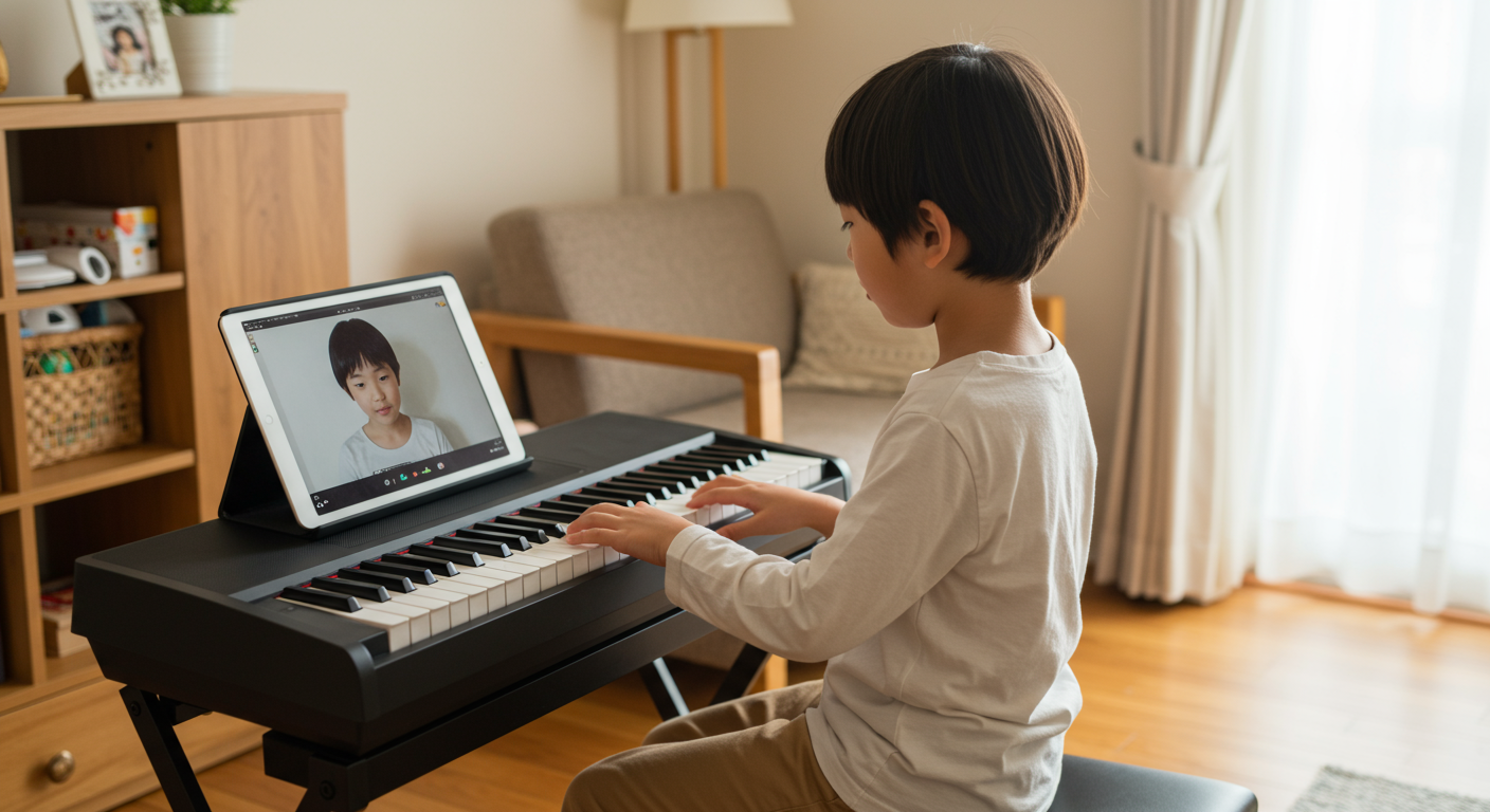 オンラインピアノレッスンの様子