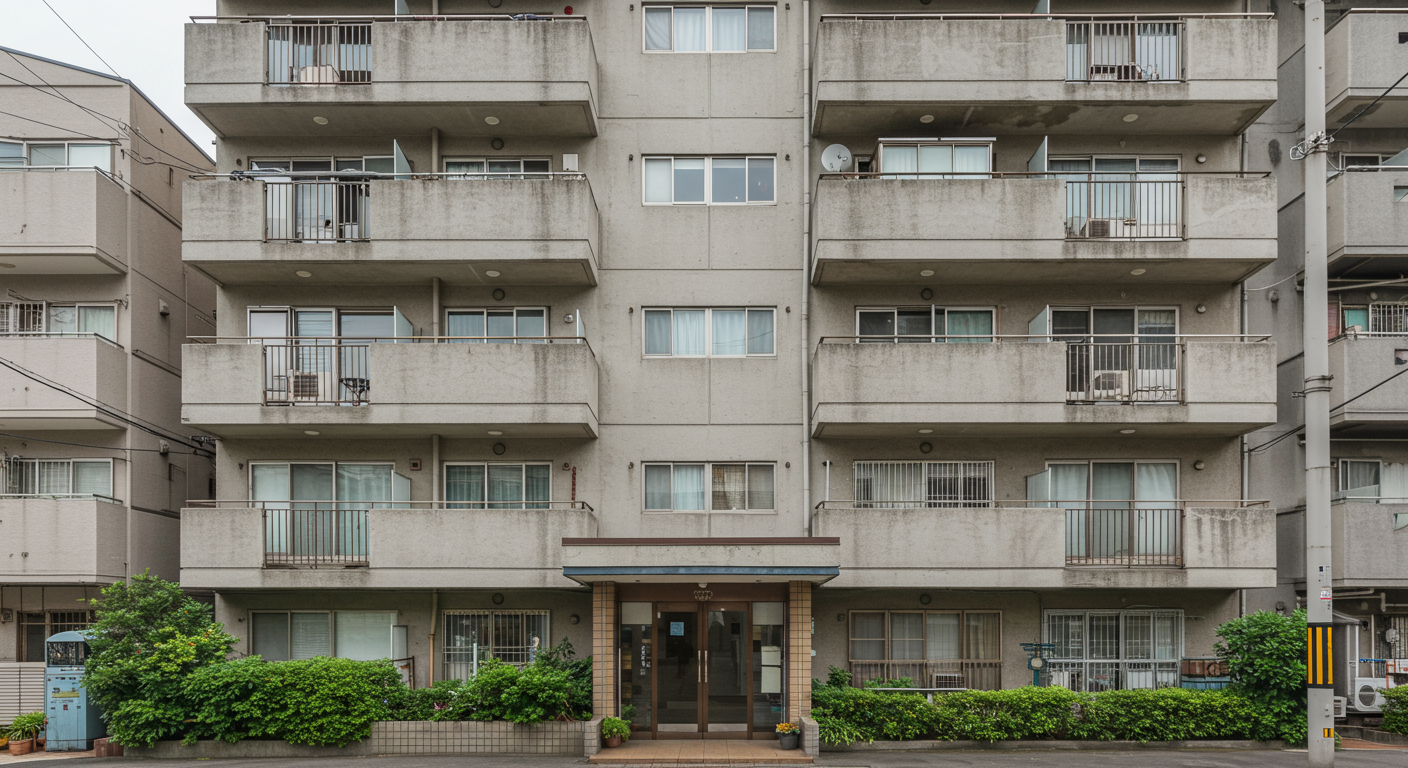 赤坂エリアの古めのアパート外観