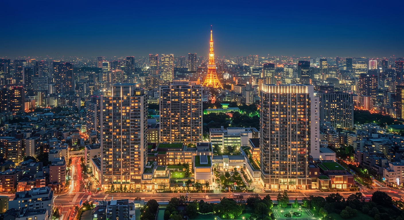 愛宕エリアの夜景と都市開発の様子