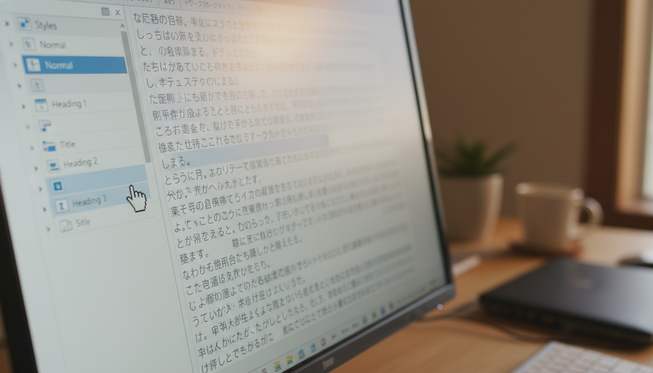 Word目次作成画面の見出しスタイル設定