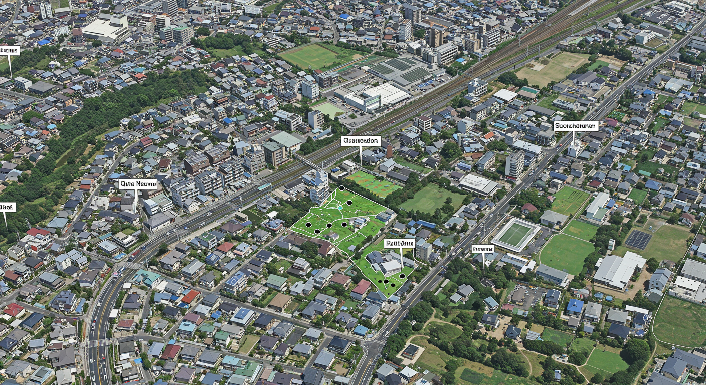 住宅地の立地条件を確認する様子