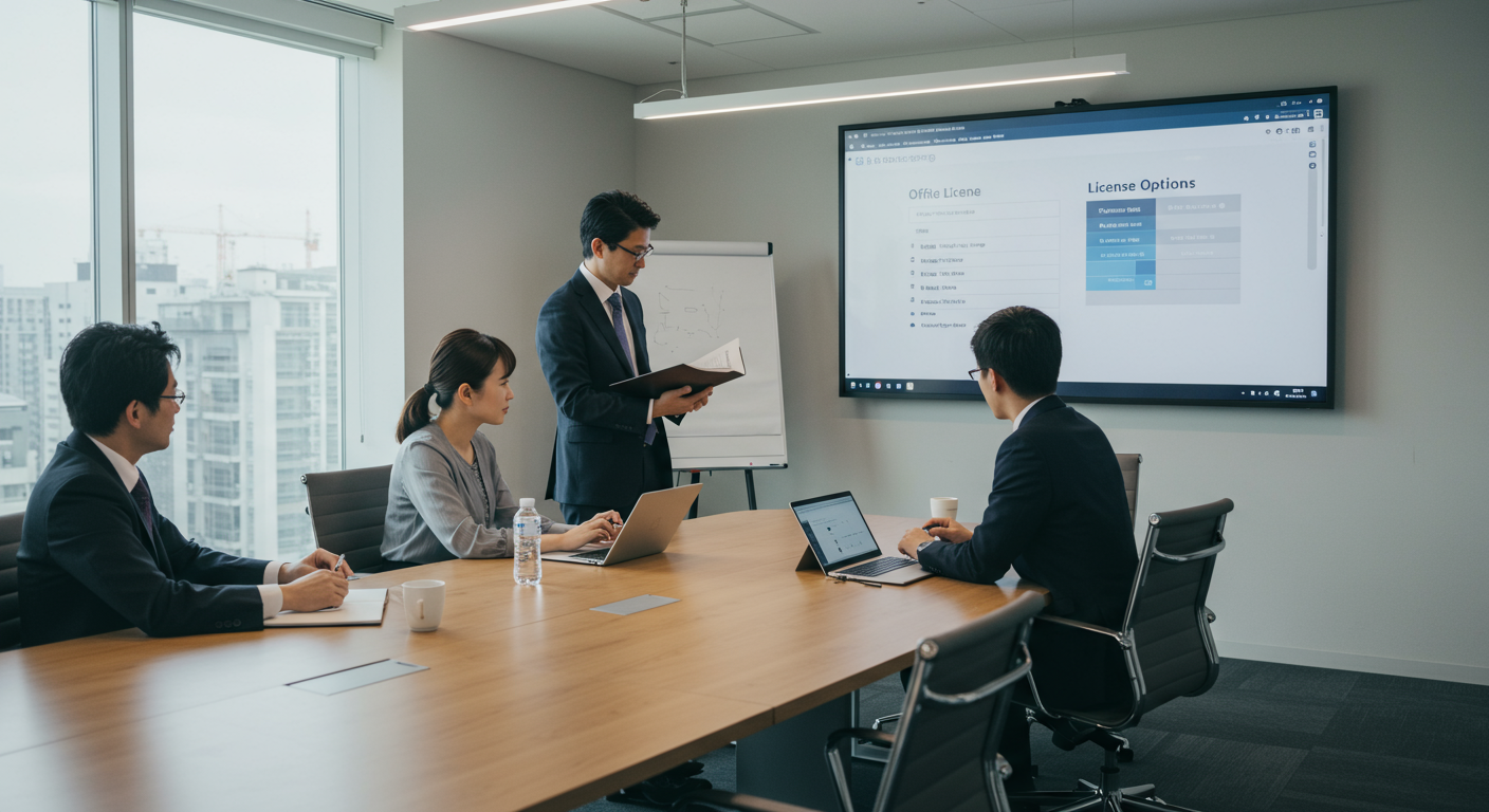 法人担当者がOfficeライセンスを検討している様子