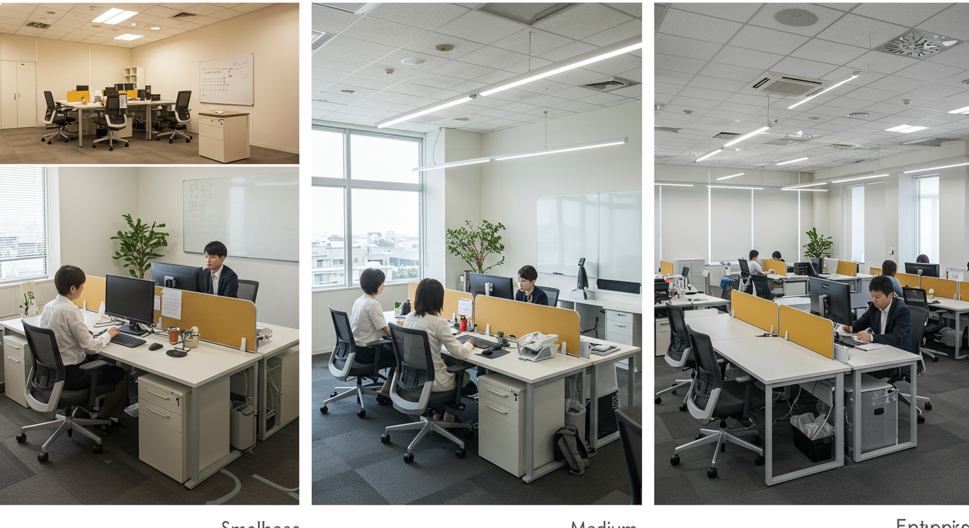 さまざまな規模の企業オフィス風景