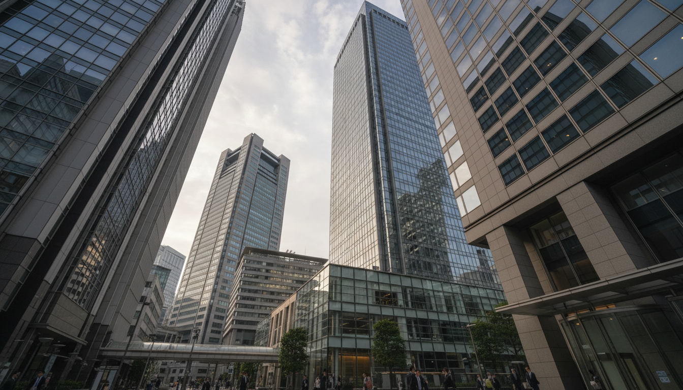 日本橋の金融街とオフィスビル群