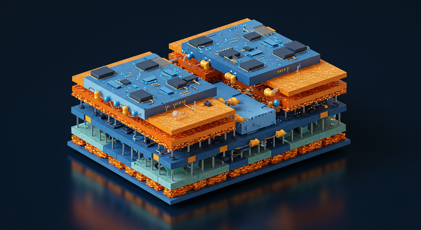 高層3Dチップ製造技術の断面図