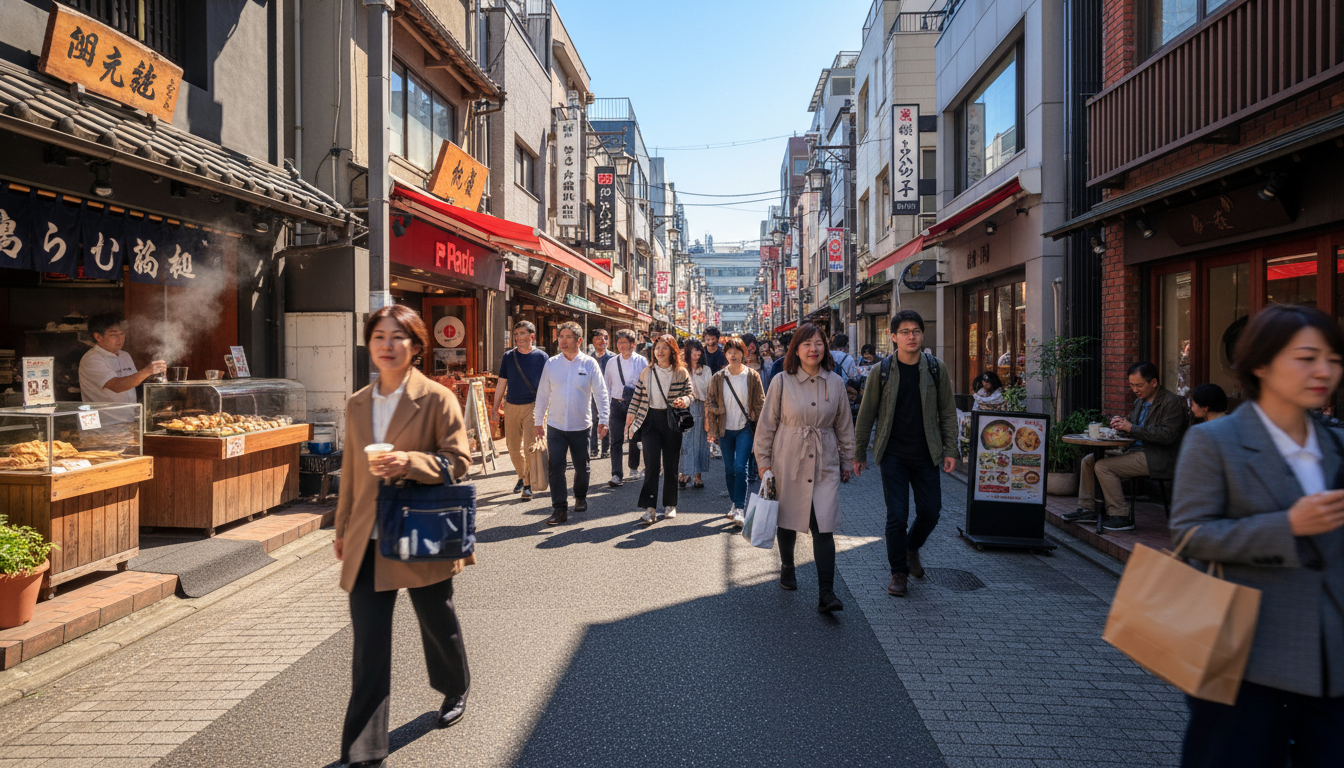 麻布十番商店街の賑わい