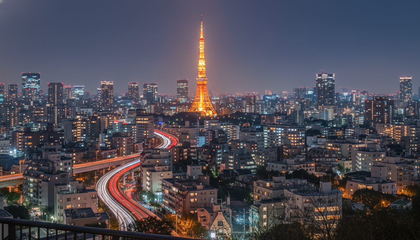 東麻布の夜景と東京タワー