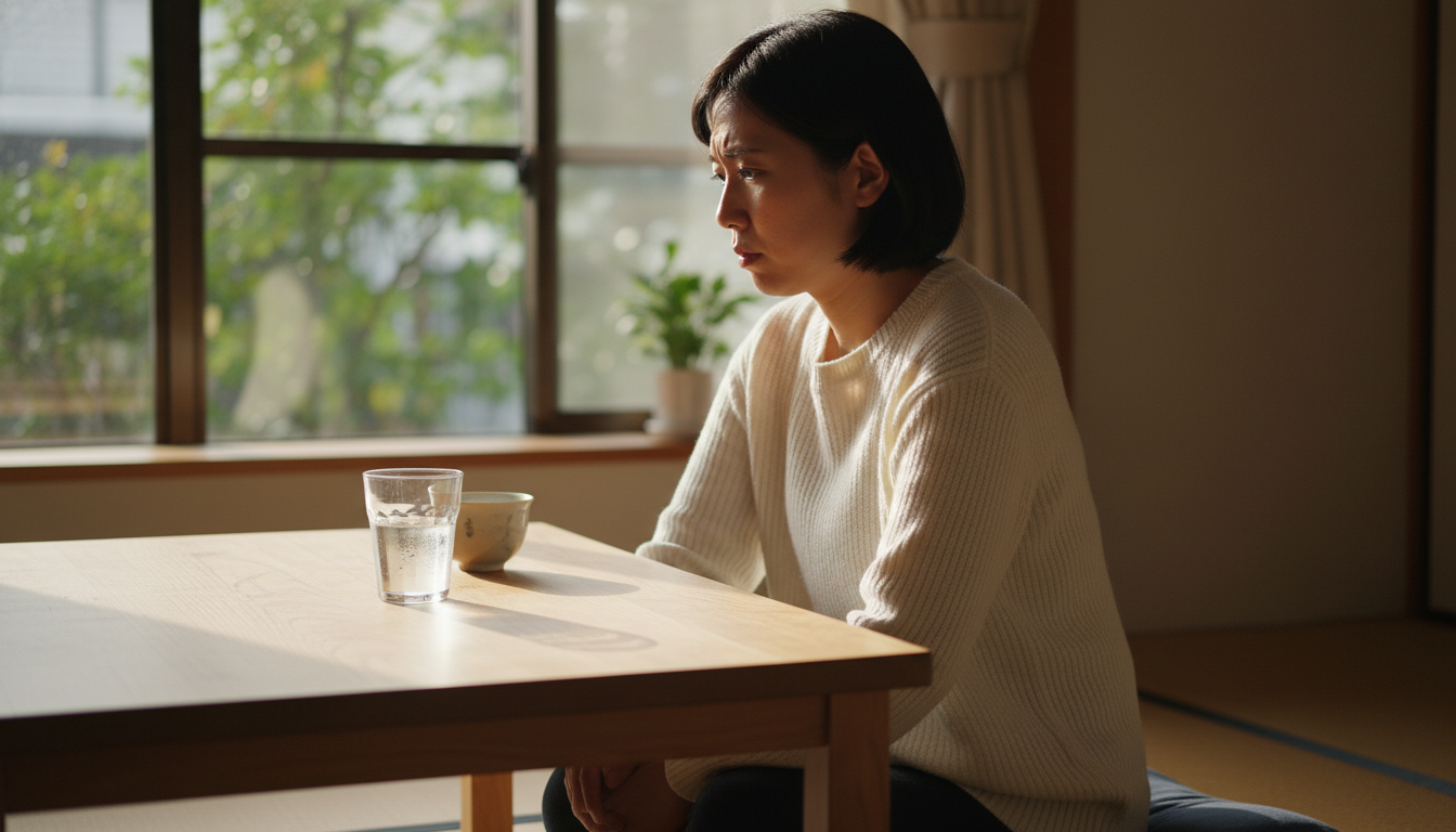 空腹感を感じている人の自然な表情