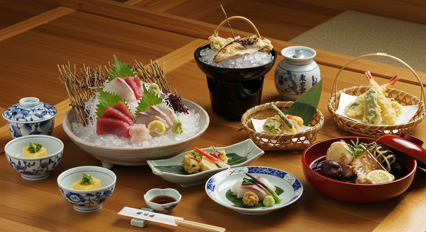 屋形船で提供される季節の和食料理