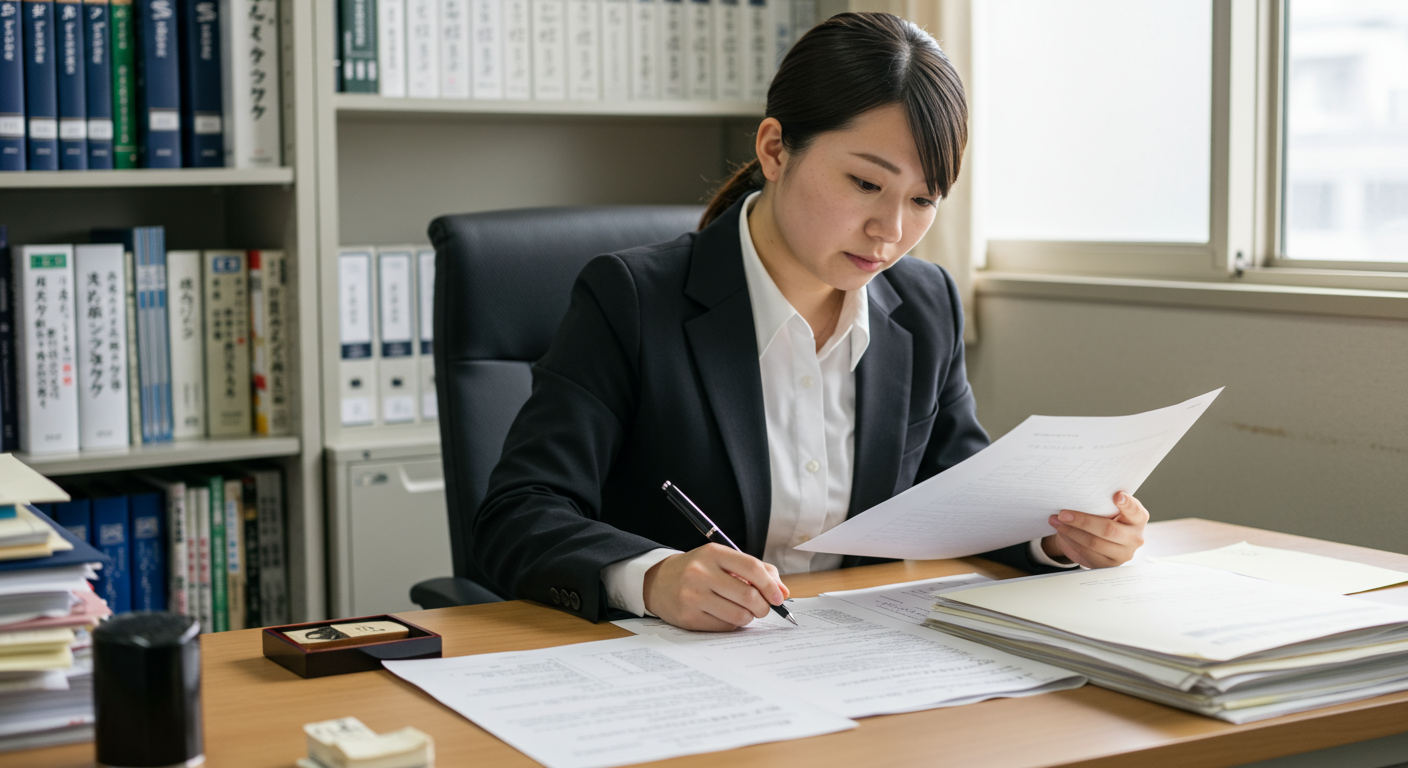 急ぎの書類を確認する行政書士
