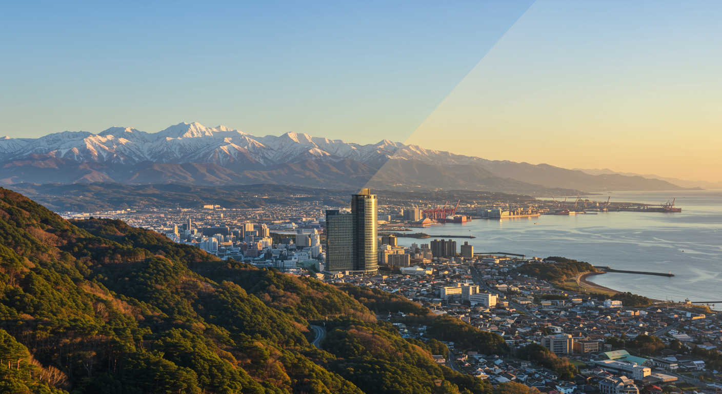 富山県の自然環境と働きやすさを表現した画像