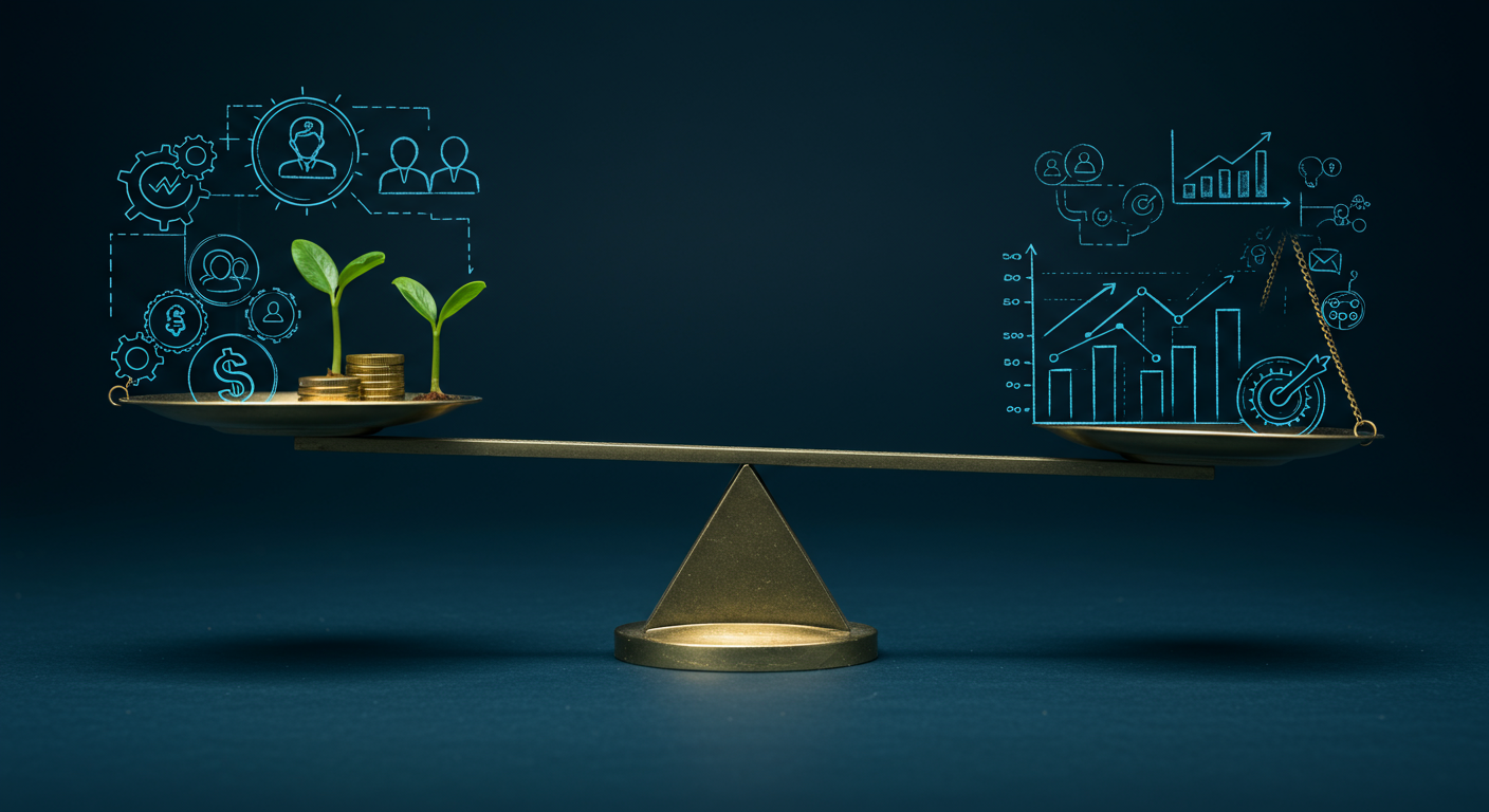 SNS運用の費用対効果を示す概念図