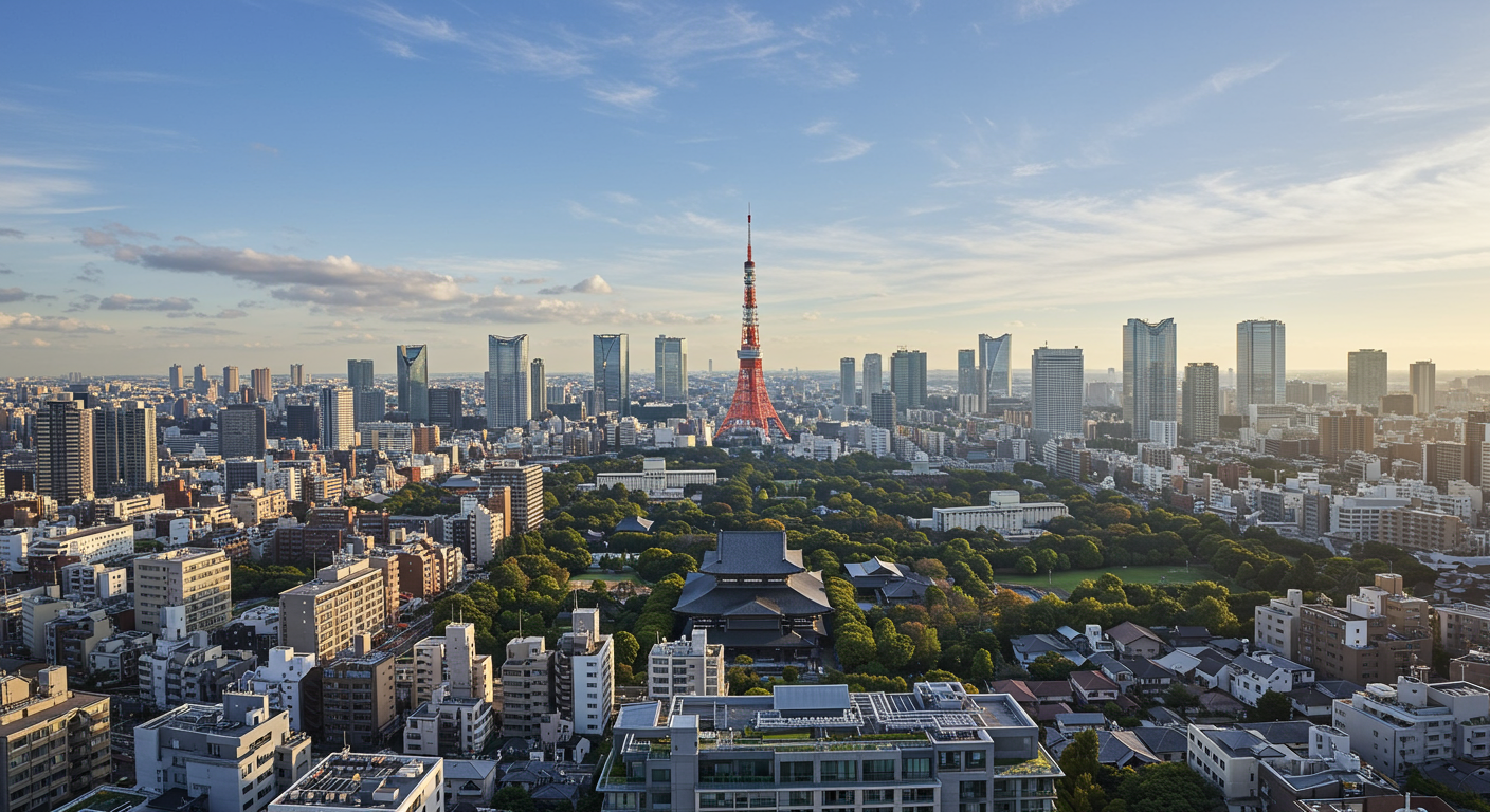 東京都港区愛宕の街並み 高層ビルと緑が調和した景観