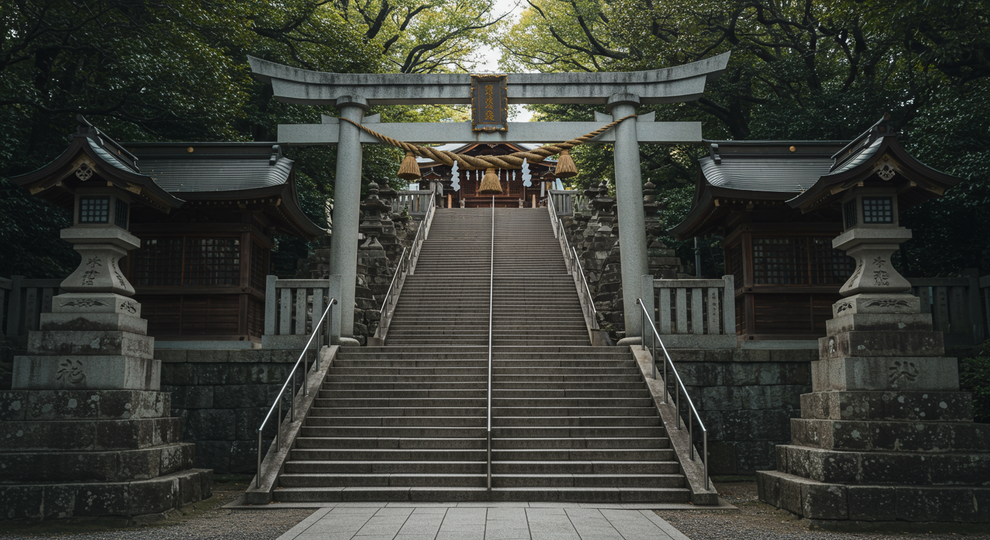 愛宕神社の石段と境内の風景